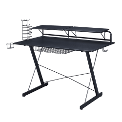 Techni Sport 48"W Carbon Gaming Computer Desk With Shelving, Black