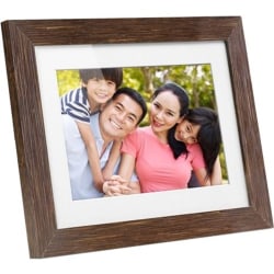 Aluratek 8 inch Distressed Wood Digital Photo Frame with Auto Slideshow Feature - 8" LCD Digital Frame - Wood - 1024 x 768 - Cable - 4:3 - Clock, Slideshow, Calendar - USB - Wall Mountable