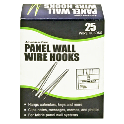 Advantus Panel-Wall Wire Hooks, Silver, Pack Of 25