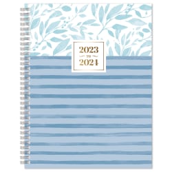 2023-2024 Office Depot® Brand Fashion Weekly/Monthly Academic Planner, 8-1/2" x 11", Leaves Blue, July 2023 to June 2024, NW8511PPL