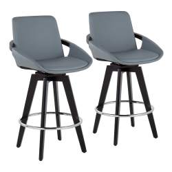 LumiSource Cosmo Faux Leather Counter Stools, Black/Gray, Set Of 2