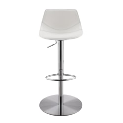 Eurostyle Rudy Adjustable Counter Stool, White/Brushed Stainless Steel