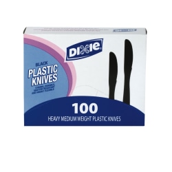 Dixie® Medium-Weight Utensils, Knives, Black, Box Of 100