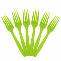 JAM PAPER Big Party Pack of Premium Plastic Forks, Lime Green, 100 Disposable Forks/Box