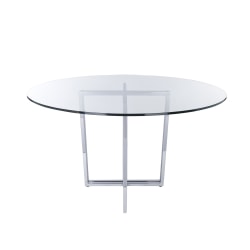 Eurostyle Legend Round Dining Table, 30"H x 48"W x 48"D, Clear/Chrome