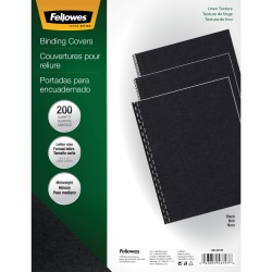 Fellowes® ExpressionsLinen Presentation Covers, 8 1/2" x 11" x 0.1", Black, Pack Of 200