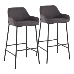 LumiSource Daniella Counter Stools, Black/Charcoal, Set Of 2 Stools