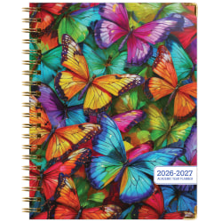 2026-2027 Excello Brands 14-Month Academic Year Hardcover Weekly/Monthly Fashion Planner, 8-1/2" x 11", Colorful Butterflies, May To June, Total Qty 1