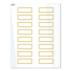 Avery® Print-To-The-Edge Labels With Sure Feed® Technology, S00-D1G-PRWGP10, Rectangle, 1" x 2-5/8", Glossy White, Preprinted Gold Beads Design, Pack Of 160