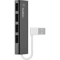 Belkin Ultra-Slim 4-port USB Hub - USB - External - 4 USB Port(s) - 4 USB 2.0 Port(s) - PC, Mac