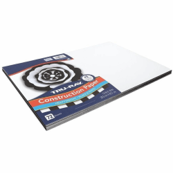 Tru-Ray Premium Construction Paper - Project, Construction - 12" x 18" - Black, White - Sulphite, Fiber - 72 Sheet