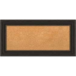 Amanti Art Rectangular Non-Magnetic Cork Bulletin Board, Natural, 35" x 17", Accent Bronze Frame