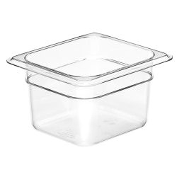 Cambro Camwear GN 1/6 Size 4" Food Pans, 4"H x 6-3/8"W x 7"D, Clear, Set Of 6 Pans