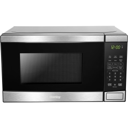 Danby 0.7 cuft Microwave with Stainless Steel Front - 0.7 ft³ Capacity - Microwave - 10 Power Levels - 700 W Microwave Power - 10" Turntable - 120 V AC - 15 A Fuse - Countertop - Stainless Steel