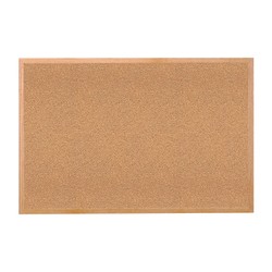 Ghent Cork Bulletin Board, 24" x 36", Wood Frame With Brown Finish