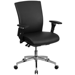 Flash Furniture HERCULES Series 24/7 Intensive-Use Ergonomic Mid-Back Executive Multifunction Office Chair With Seat Slider And Adjustable Lumbar, Black LeatherSoft/Gray