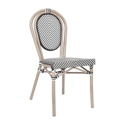 Flash Furniture Marseille Indoor/Outdoor Commercial Thonet Bistro Stacking Chair, Black & White/Light Natural Frame - SDA6422STXTBWLN