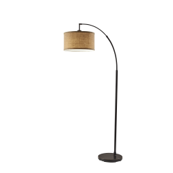 Adesso® Simplee Burlap Arc Floor Lamp, 68"H, Antique Bronze Base