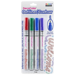 Marvy Uchida DecoColor Outliner Oil-Based Fine Point Marker, Pack Of 4