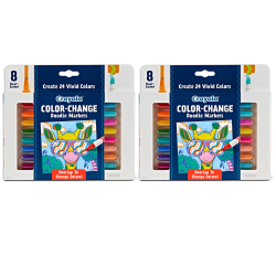 Crayola Doodle & Draw Doodle Markers, Chisel Point, Color Change, 8 Markers Per Pack, Set Of 2 Packs