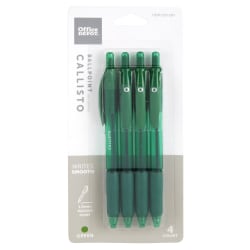 Office Depot® Brand Callisto Soft-Grip Retractable Ballpoint Pens, Medium Point, 1.0 mm, Green Barrel, Green Ink, Pack Of 4