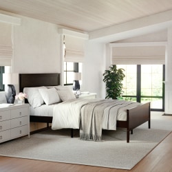 Flash Furniture Martha Stewart Corbin Solid Wood Platform Bed with Wooden Headboard and Footboard, No Box Spring Needed, Dark Brown, Queen