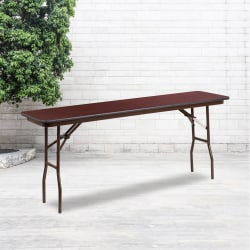 Flash Furniture Folding Training Table, 30"H x 18"W x 72"D, Mahogany