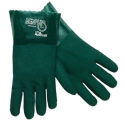 Memphis Glove Premium Double-Dipped PVC Gloves, Men's, Green, Pack Of 12 Pairs