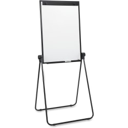Lorell 2-sided Dry-Erase Easel with Flip-Chart Clip - 36" (3 ft) Width x 24" (2 ft) Height - Melamine Surface - Black Steel Frame - Rectangle - 1 Each
