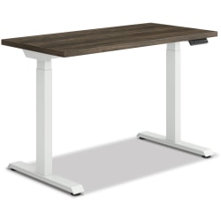 HON® Coordinate Height-Adjustable Writing Desk, 46"W, Florence Walnut/Designer White