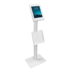 Mount-It! Anti-Theft Tablet Kiosk with Document Holder for iPad/iPad Air/iPad Pro, 4-1/4"H x 13"W x 44-1/2"D, White