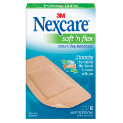 3M™ Nexcare™ Comfort Knee/Elbow Bandages, 1 7/8" x 4", Pack Of 8