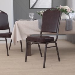 Flash Furniture HERCULES Series Crown Back Stacking Banquet Chair, Brown/Copper Vein