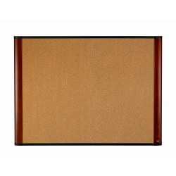 3M™ Cork Bulletin Board, 48" x 36", Aluminum Frame With Mahogany Finish