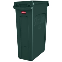 Rubbermaid® Slim Jim Rectangular Polyethylene Vented Waste Receptacle, 23 Gallons, Green