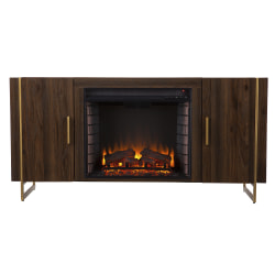 SEI Furniture Dashton Electric Fireplace, 27"H x 55"W x 16-1/2"D, Brown/Gold