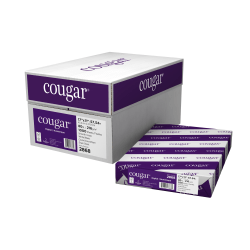 Cougar® Digital Printing Paper, Ledger Size (11" x 17"), 98 (U.S.) Brightness, 80 Lb Cover (216 gsm), FSC® Certified, 250 Sheets Per Ream, Case Of 4 Reams