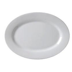 Hoffman Vertex China Ceramic Argyle Collection Rolled Edge Platters, 9-3/4", Bright White, Case Of 24 Platters