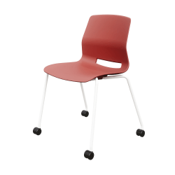 KFI Studios Imme Stack Chair With Caster Base, Coral/White
