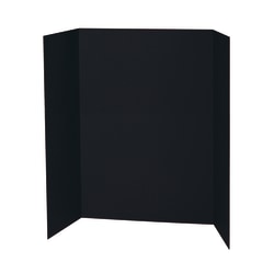 Pacon® 80% Recycled Single-Walled Tri-Fold Presentation Boards, 48" x 36", Black, Carton Of 24