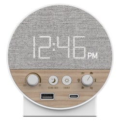 NonStop Station R Hotel Wellness Clock, 4-5/8"H x 4-7/16"W x 3-1/4"D, White/Gray