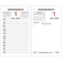 2025 AT-A-GLANCE® Daily Loose-Leaf Desk Calendar Refill, 3-1/2" x 6", White, January To December