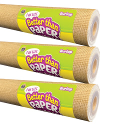 Teacher Created Resources Fun-Size Better Than Paper Bulletin Board Rolls, 18" x 12', Burlap, Pack Of 3 Rolls
