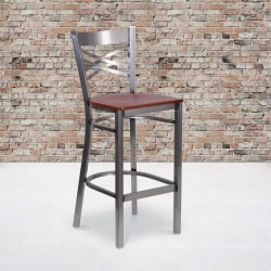 Flash Furniture Metal/Wood Restaurant Barstool With X Back, Cherry/Clear Coated