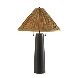 Adesso Waylon Table Lamp, Black/Raffia Grass Shade