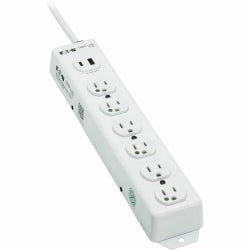 Eaton Tripp Lite Series UL 1363 Medical-Grade Power Strip, 6 Hospital-Grade Outlets, 2 ft. Cord, PS602HGUSB