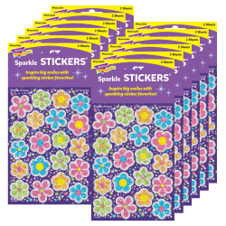 Trend Sparkle Stickers, Flower Power, 40 Stickers Per Pack, Set Of 12 Packs