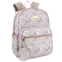 Jessica Simpson Women’s Travel Backpack With 16" Laptop Pocket, Tan Butterflies, Total Qty 1