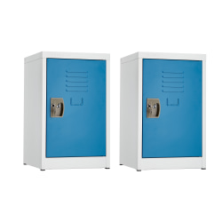 Alpine AdriOffice 1-Tier Steel Lockers, 24"H x 15"W x 15"D, Blue, Set Of 2 Lockers