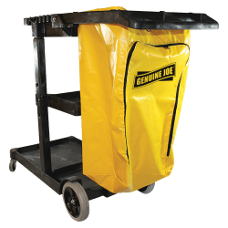 Genuine Joe Workhorse Janitor's Cart - x 40" Width x 20.5" Depth x 38" Height - Charcoal, Yellow - 1 Each